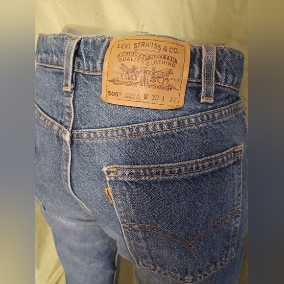 Levi's 505 Men's Straight Lrg Classic Fit Blue Denim Jeans - Vintage 90s - Picture 2 of 7